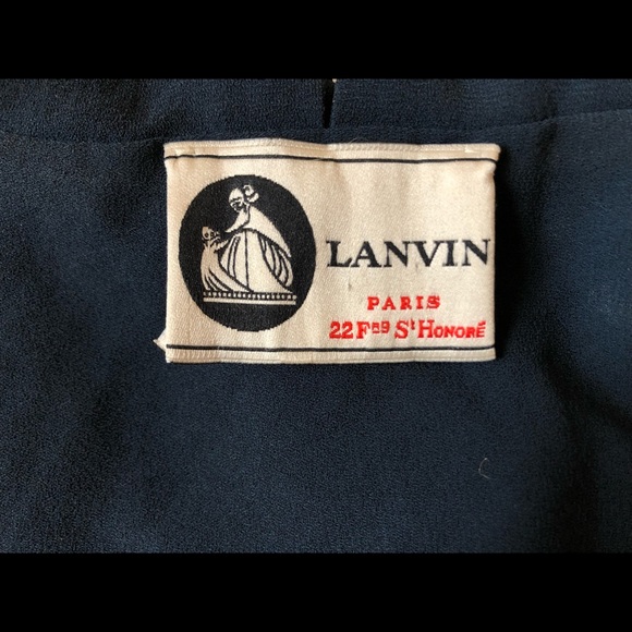 LANVIN Navy Sleeveless Blouse With Ruffles, Size 38 (m), Excellent Condition - Picture 6 of 6